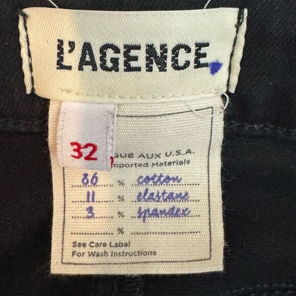 L'AGENCE Clayton High Rise in Noir Coated Cotton-Blend Pants Size 32 - Picture 5 of 10